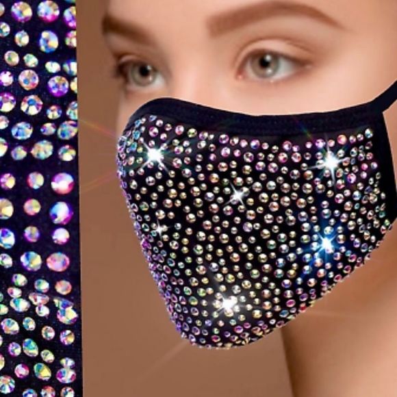 ⭐️ 3 Handmade Bling Bling Crystal Face Mask - Picture 3 of 4